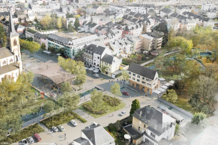 Stadtentwicklung Bettemburg / Abriss der alten Hammerel-Brücke, die neue soll in Zukunft in ein neues Zentrum führen