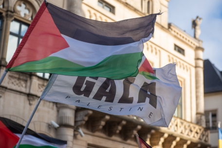 Palästinenser-Flagge vor dem Palais