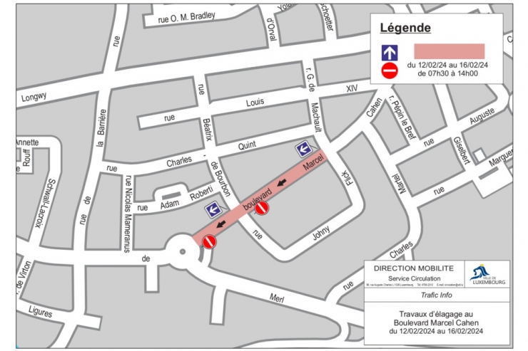Luxemburg / Boulevard Marcel Cahen wegen Bauarbeiten nur bedingt befahrbar