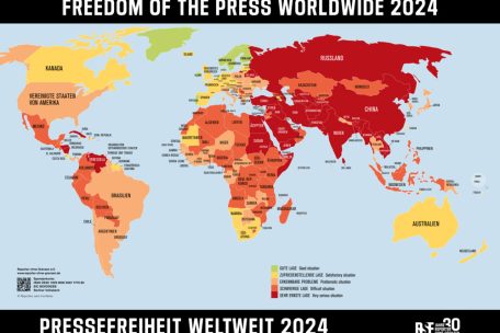 Die Pressefreiheit weltweit, eingezeichnet auf einer Karte