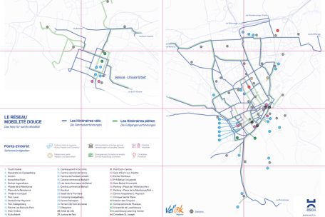 Die Rückseite mit dem Plan der sanften Mobilität und den Sehenswürdigkeiten